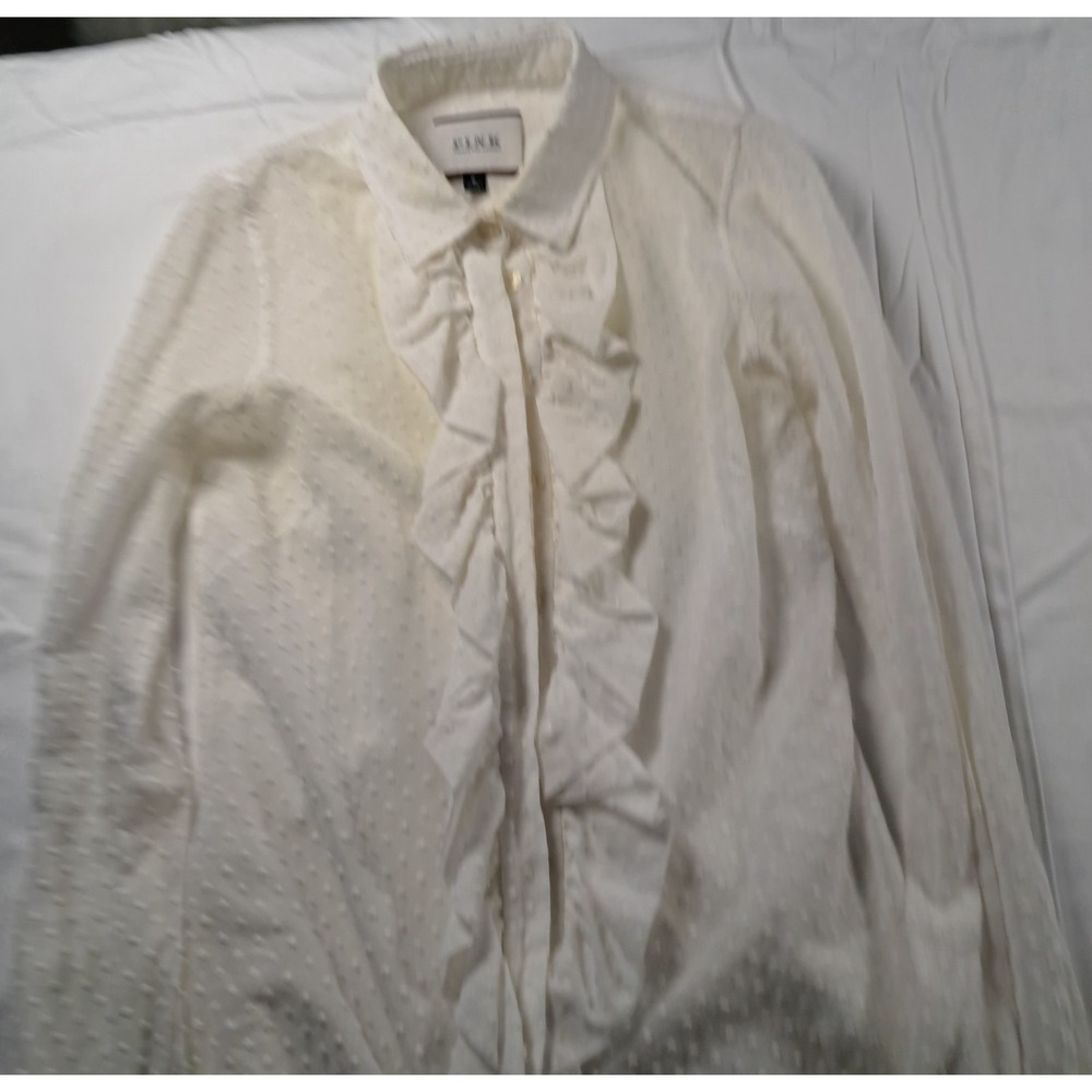Thomas Pink Women's Button Front‎ Ruffled Cream Top US 2